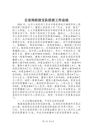 2024年公安局经侦支队经侦工作总结