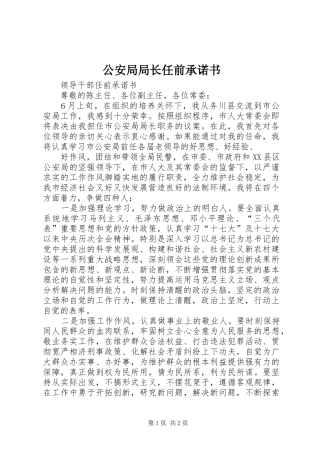 2024年公安局局长任前承诺书