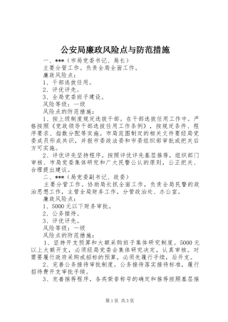 2024年公安局廉政风险点与防范措施