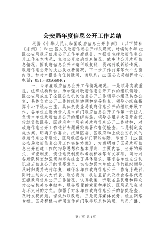 2024年公安局年度信息公开工作总结
