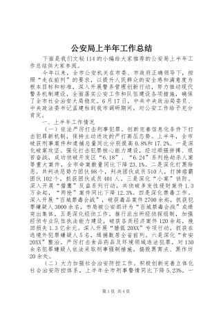 2024年公安局上半年工作总结