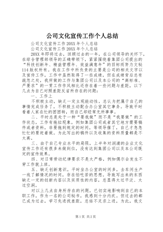 2024年公司文化宣传工作个人总结