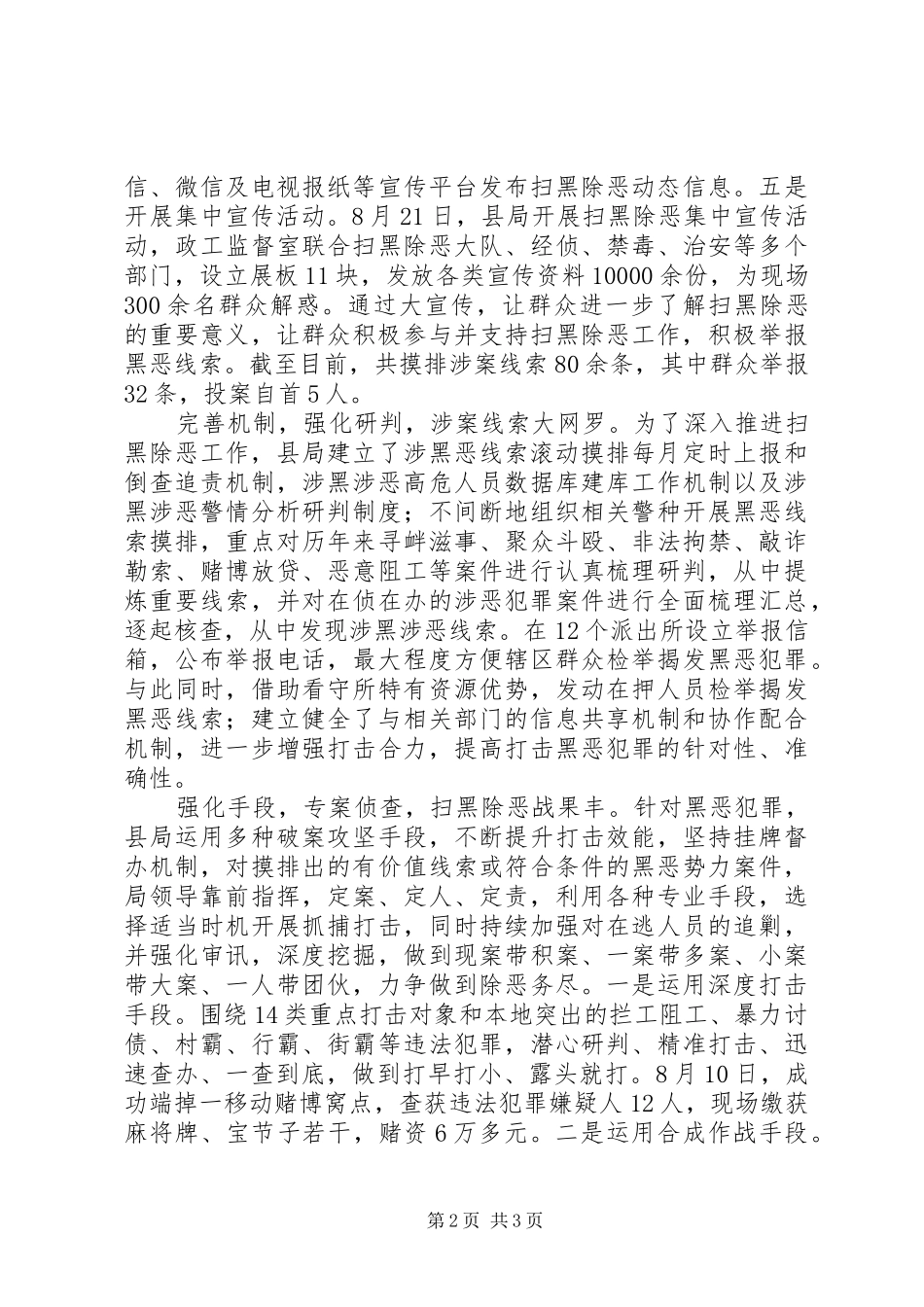 2024年公安局推进扫黑除恶专项斗争工作情况汇报_第2页
