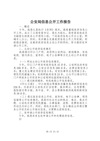 2024年公安局信息公开工作报告