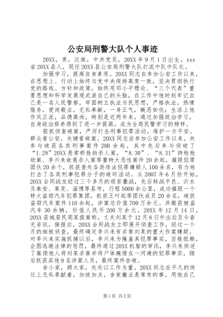 2024年公安局刑警大队个人事迹