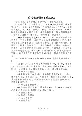 2024年公安局刑侦工作总结