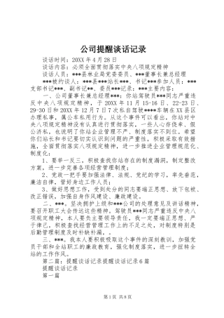 2024年公司提醒谈话记录