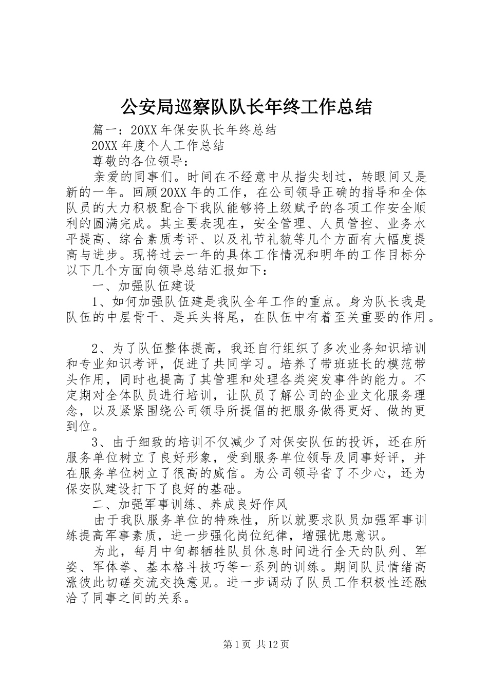 2024年公安局巡察队队长年终工作总结_第1页