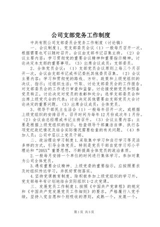 2024年公司支部党务工作制度