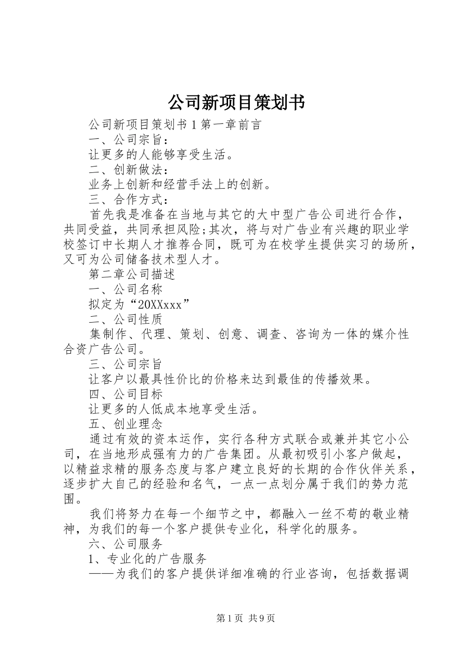 2024年公司新项目策划书_第1页