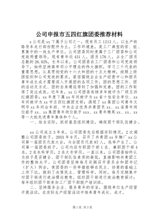 2024年公司申报市五四红旗团委推荐材料