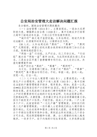 2024年公安局治安管理大走访解决问题汇报