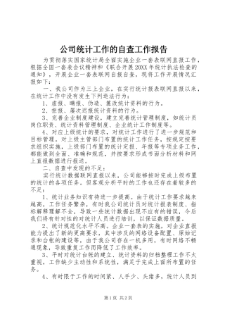 2024年公司统计工作的自查工作报告