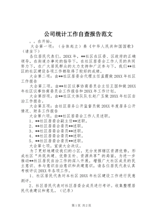 2024年公司统计工作自查报告范文