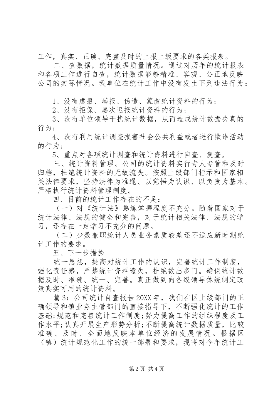 2024年公司统计工作自检自查报告_第2页