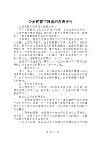 2024年公安民警正风肃纪自查报告