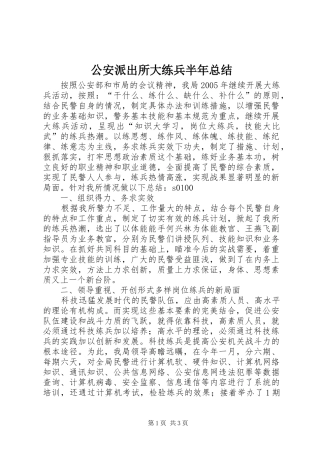 2024年公安派出所大练兵半年总结