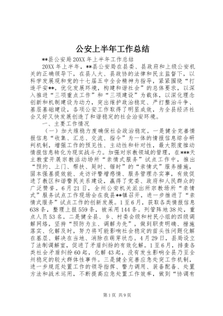 2024年公安上半年工作总结