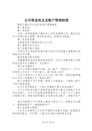 2024年公司资金收支及账户管理制度
