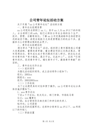 2024年公司青年论坛活动方案