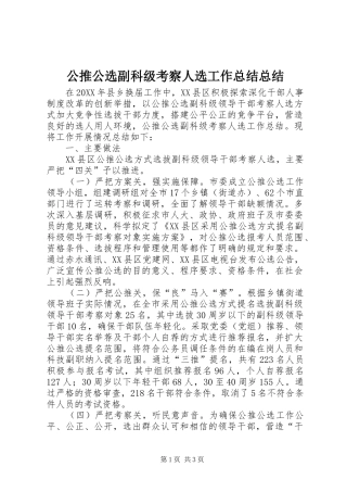 2024年公推公选副科级考察人选工作总结总结