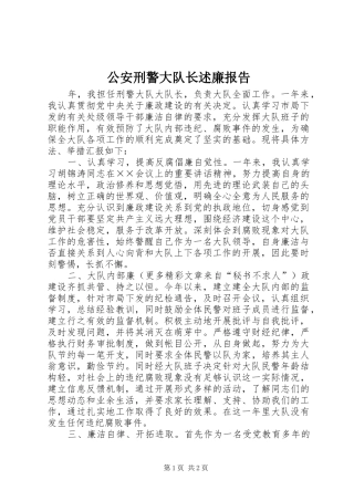 2024年公安刑警大队长述廉报告