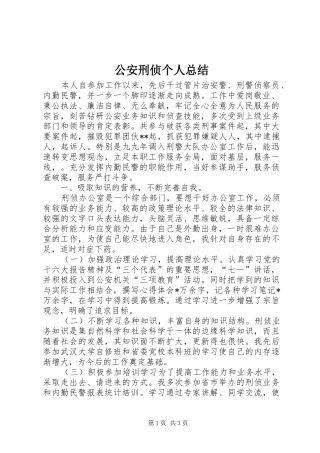 2024年公安刑侦个人总结
