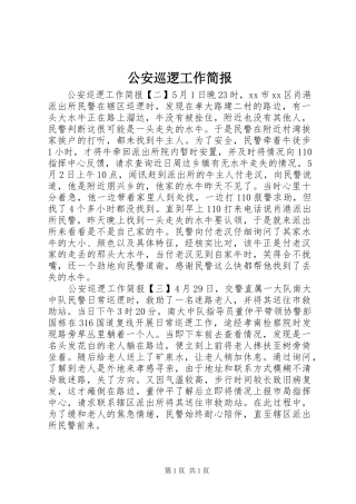 2024年公安巡逻工作简报