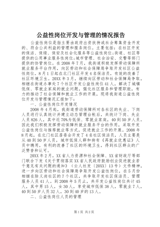 2024年公益性岗位开发与管理的情况报告