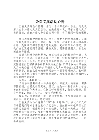 2024年公益义卖活动心得