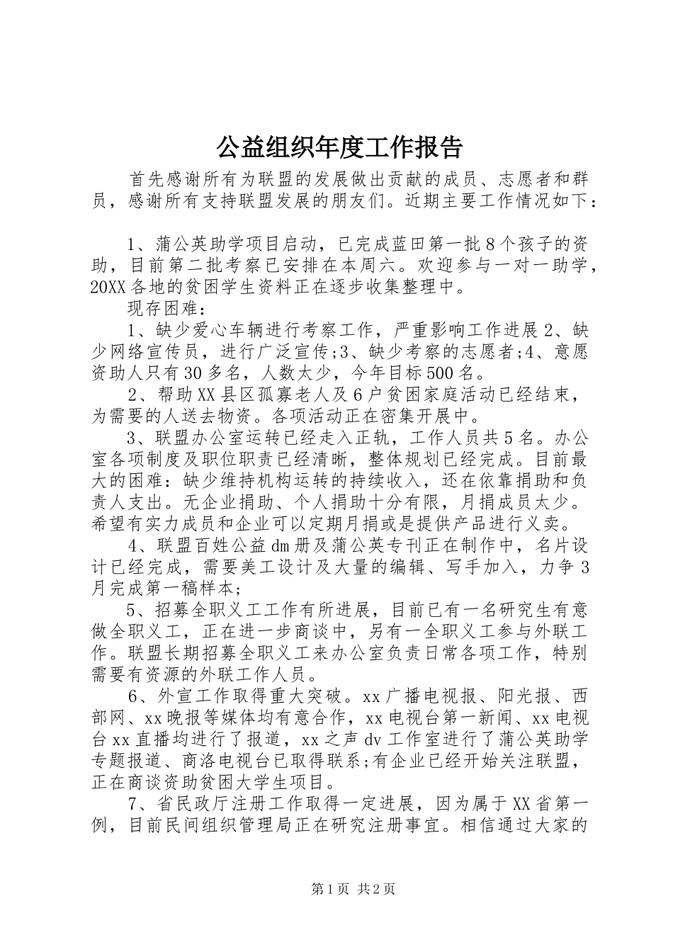 2024年公益组织年度工作报告_第1页