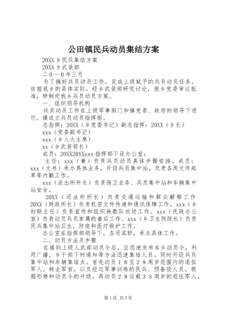 2024年公田镇民兵动员集结方案