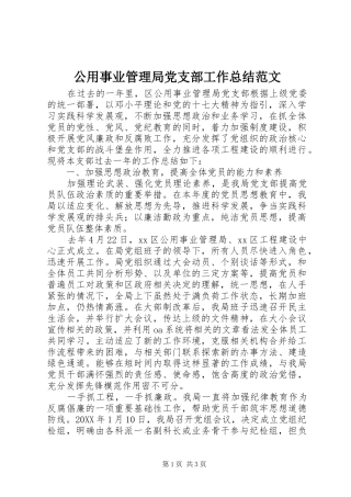 2024年公用事业管理局党支部工作总结范文