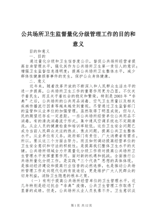 2024年公共场所卫生监督量化分级管理工作的目的和意义