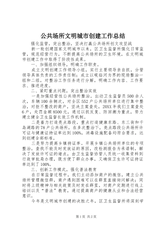 2024年公共场所文明城市创建工作总结