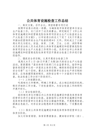2024年公共体育设施检查工作总结