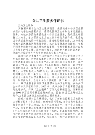 2024年公共卫生服务保证书