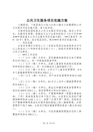 2024年公共卫生服务项目实施方案
