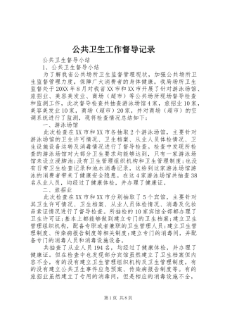 2024年公共卫生工作督导记录