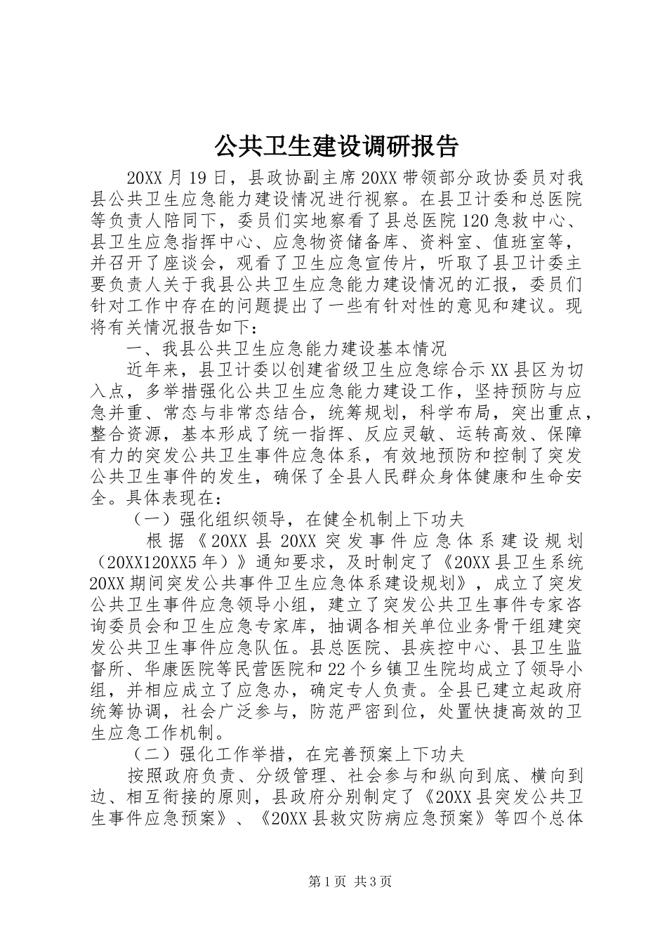 2024年公共卫生建设调研报告_第1页