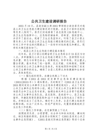 2024年公共卫生建设调研报告