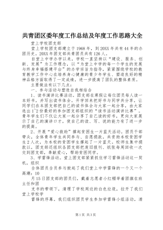 2024年共青团区委年度工作总结及年度工作思路大全