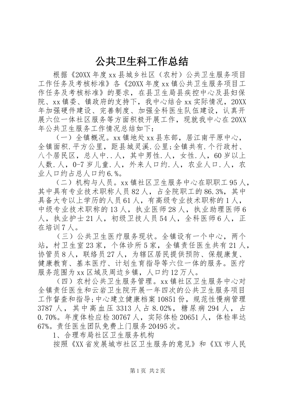 2024年公共卫生科工作总结_第1页