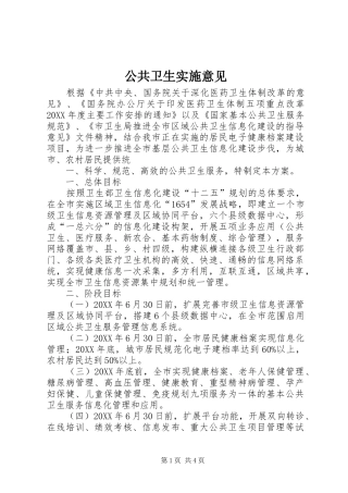 2024年公共卫生实施意见