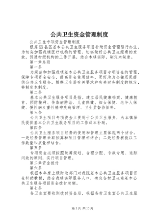 2024年公共卫生资金管理制度