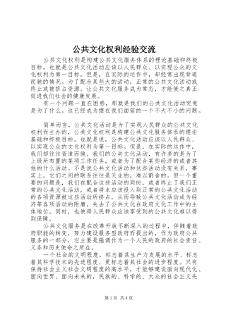 2024年公共文化权利经验交流