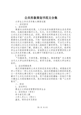 2024年公共形象策划书范文合集