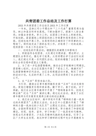 2024年共青团委工作总结及工作打算