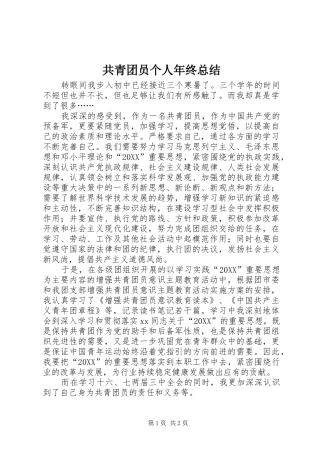 2024年共青团员个人年终总结