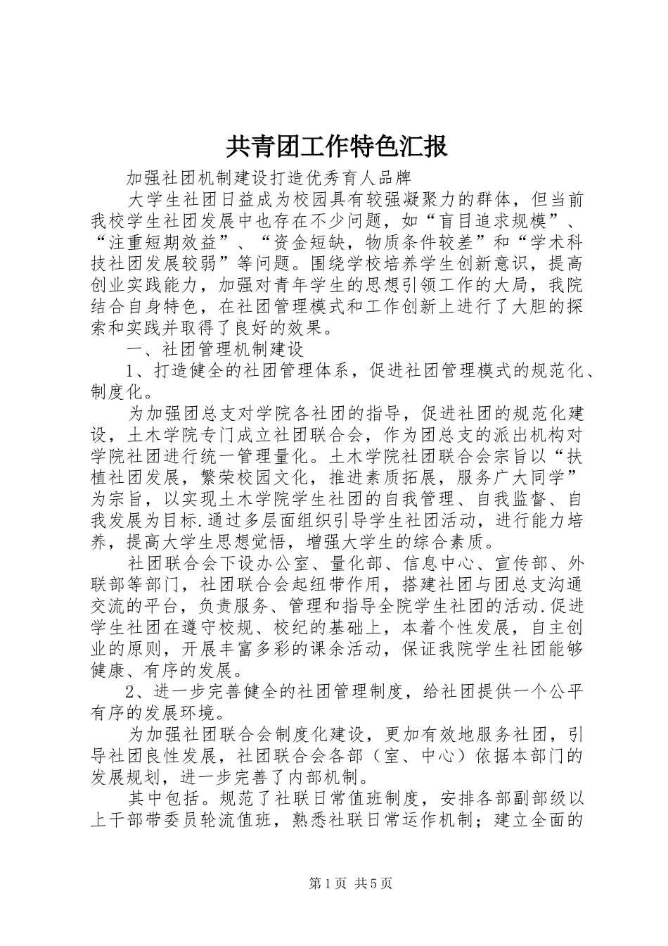 2024年共青团工作特色汇报_第1页